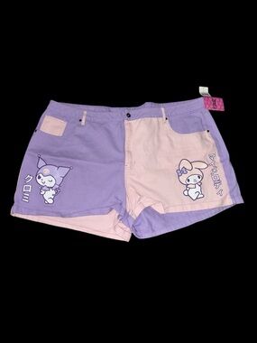Hot Topic My Melody & Kuromi Plus Size Pastel Color-Block Denim Shorts NWT